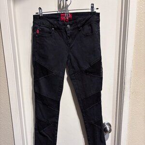 Mesh Cutout Black Skinny Jeans - Royal Bones Daang